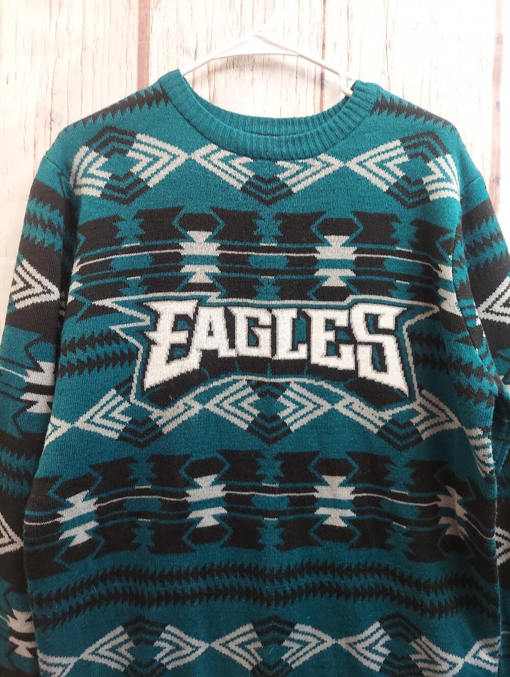 NFL Philadelphia Eagles Unisex Teal Fair Isle Pullover Crewneck Knit Sweater - Picture 11 of 16